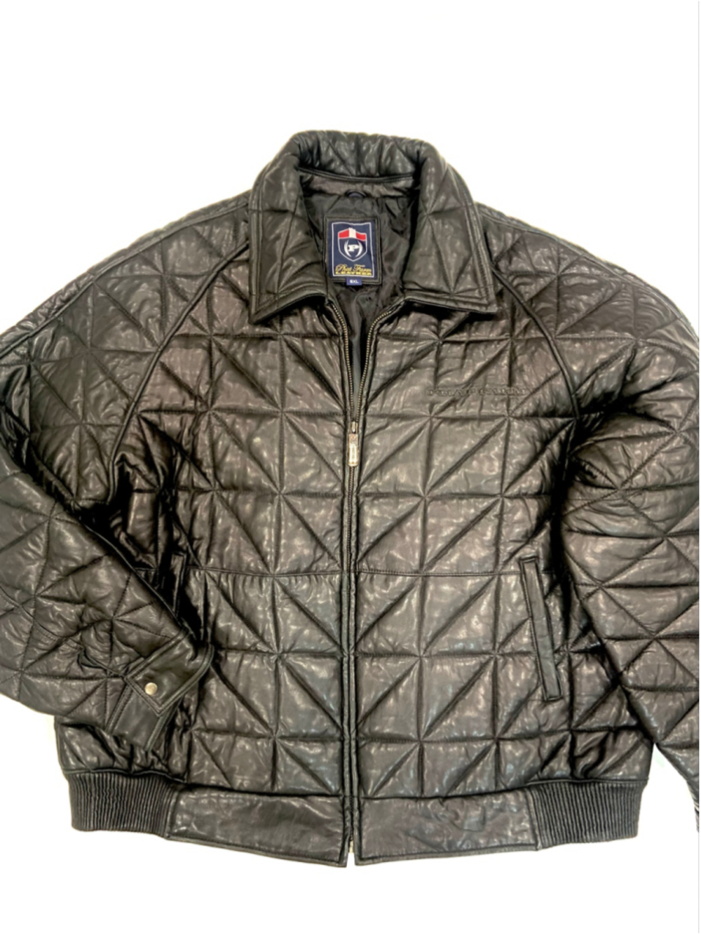 PHAT FARM Quilted Leather Bomber Jacket (Sz 6XL)